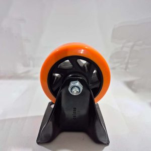 Rodízio Laranja Fixo com Placa FLPB 414 PU.E: Estabilidade e Mobilidade para Aplicações Manuais