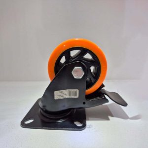 Rodízio Laranja com Placa Giratória e Freio GLPB 414 BP: Segurança e Mobilidade com Controle Total