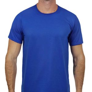 Camisa Azul Royal Malha Manga Curta Gola Redonda | Uniforme Confortável